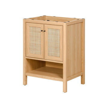 Jasper Rattan Modern Coastal 2-Shelf Bath Vanity Cabinet Only (Sink Basin Not Included) - JONATHAN Y
